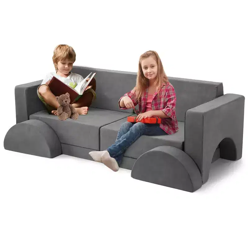 GustoWave 8PCS Toddler Couch Modular Kids Play Couch Sofa, Kids Convertible Sofa with Removable Cover