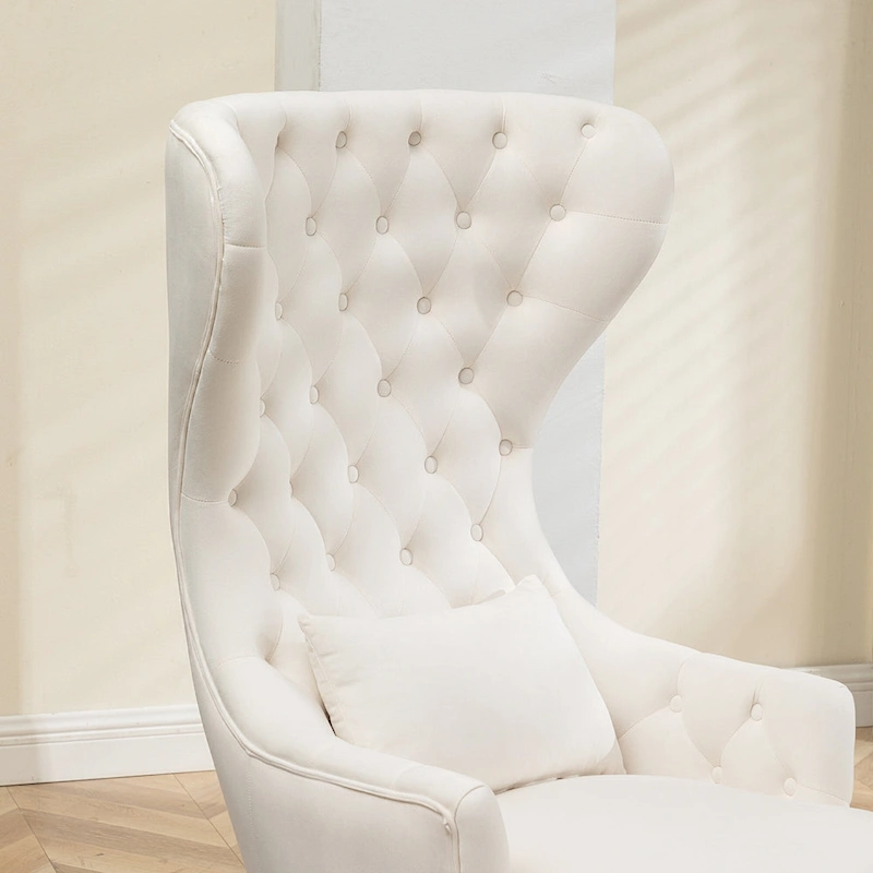 KINWELL Tufted High Wingback Accent Chairs Velvet Armchairs, Set of 2