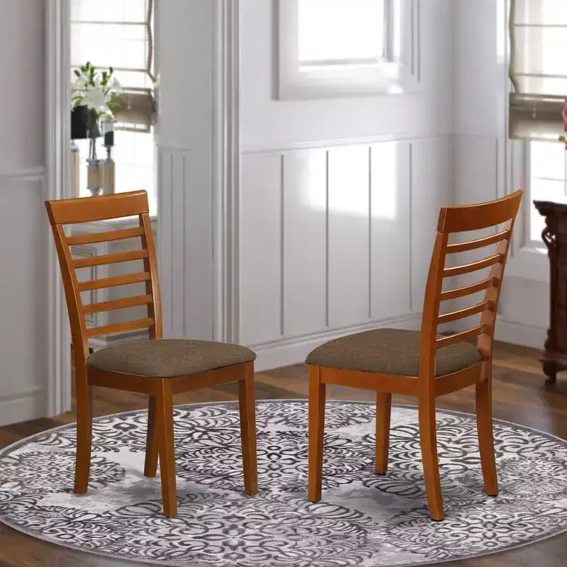 HomeStock Kitchen Chair Set Of 2 Saddle Brown Traditional Dining Chair