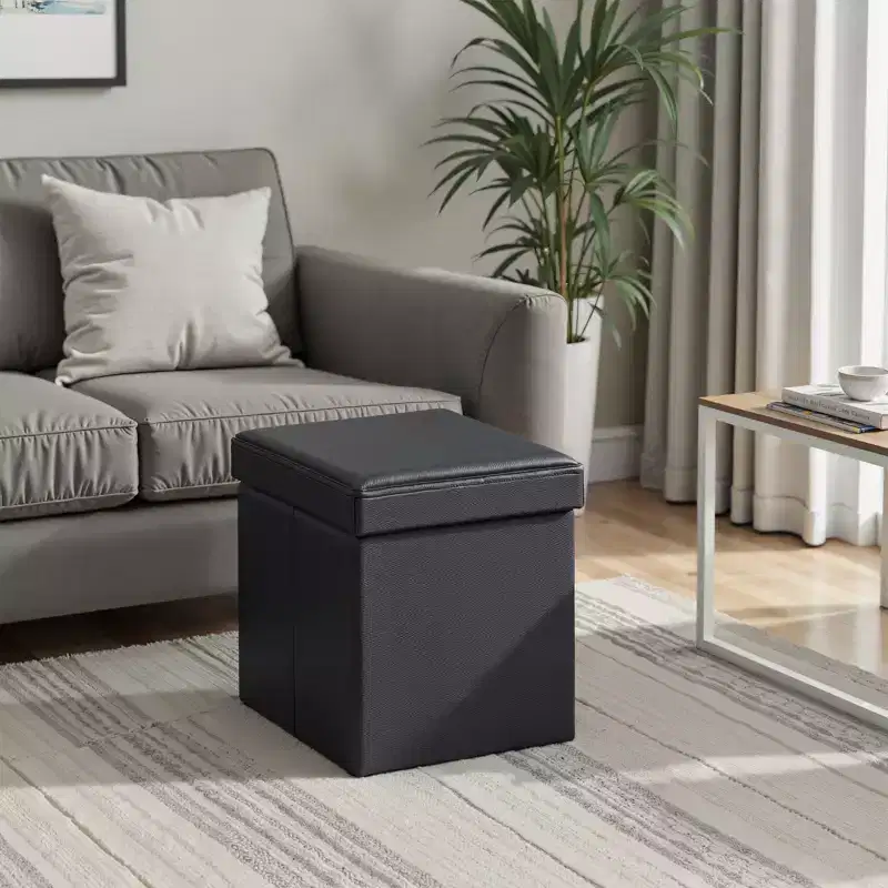 15 Ottoman with Storage, Folding Footstool, Storage Ottoman Bench, Cube Storage Chest 660 lb Load Capacity
