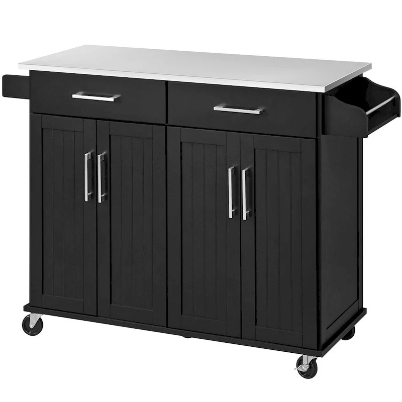 Large Kitchen Island Cart with Stainless steel tabletop