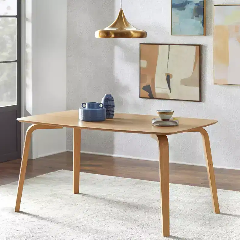 Rectangular Dining Table Natural Light Oak Mid-Century Modern