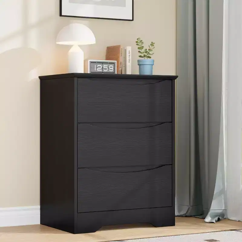 3-Drawer Wooden Dresser with Wide Top