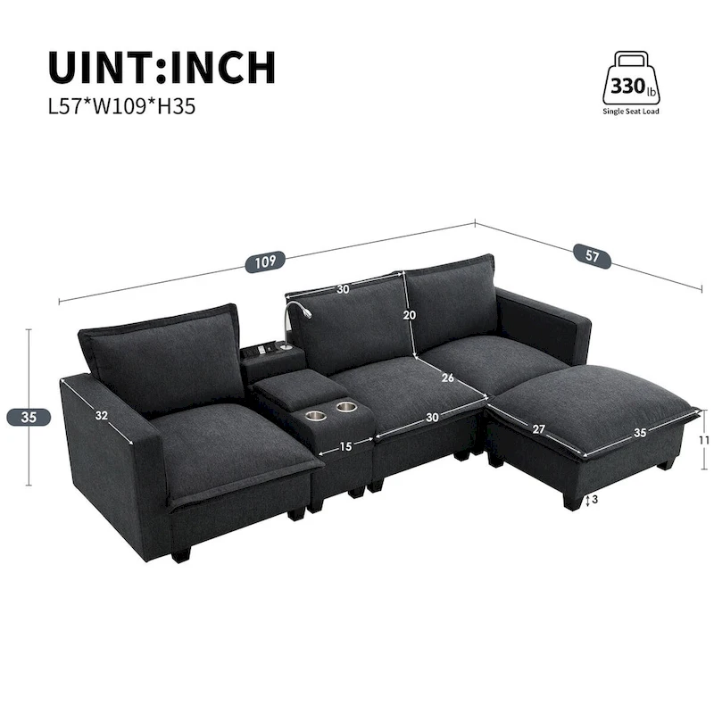 Harper&Bright Designs Modern Multi-fuctional Sectional Cloud Sofa