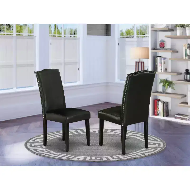 HomeStock Artisanal Attic Parson Leather Chair Set of 2