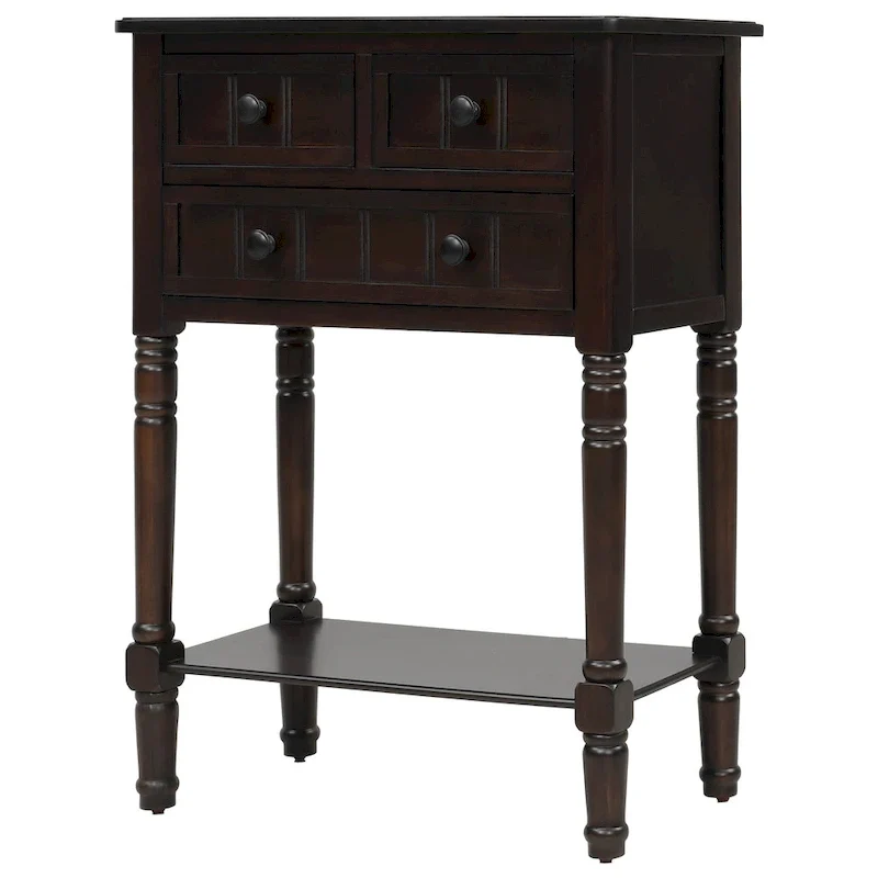 3-Drawer Console Table with Bottom Shelf