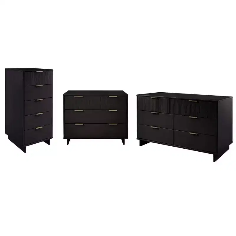 Manhattan Comfort 3pc Granville Chest with Single Dresser and Double Dresser Bedroom Set