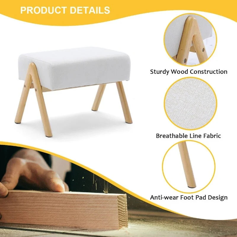 25.2 Wide Reclining Rocker Chair with Ottoman - High Back Rocking Chair, Soft Linen Fabric, Ergonomic Design