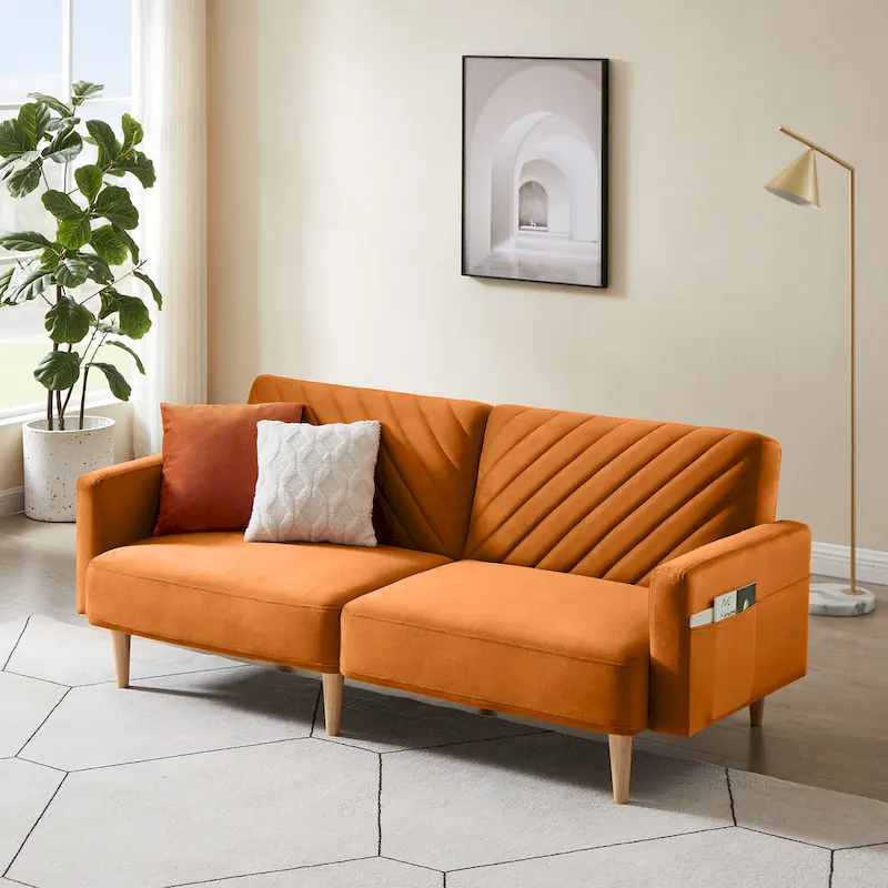 Modern Convertible Sofa Bed, Foldable Sleeper Couch, Space-Saving Futon for Living Room or Guest Room