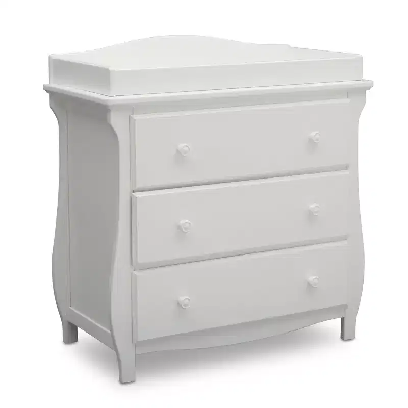 Lancaster 3 Drawer Dresser with Changing Top and Interlocking Drawers, Bianca White