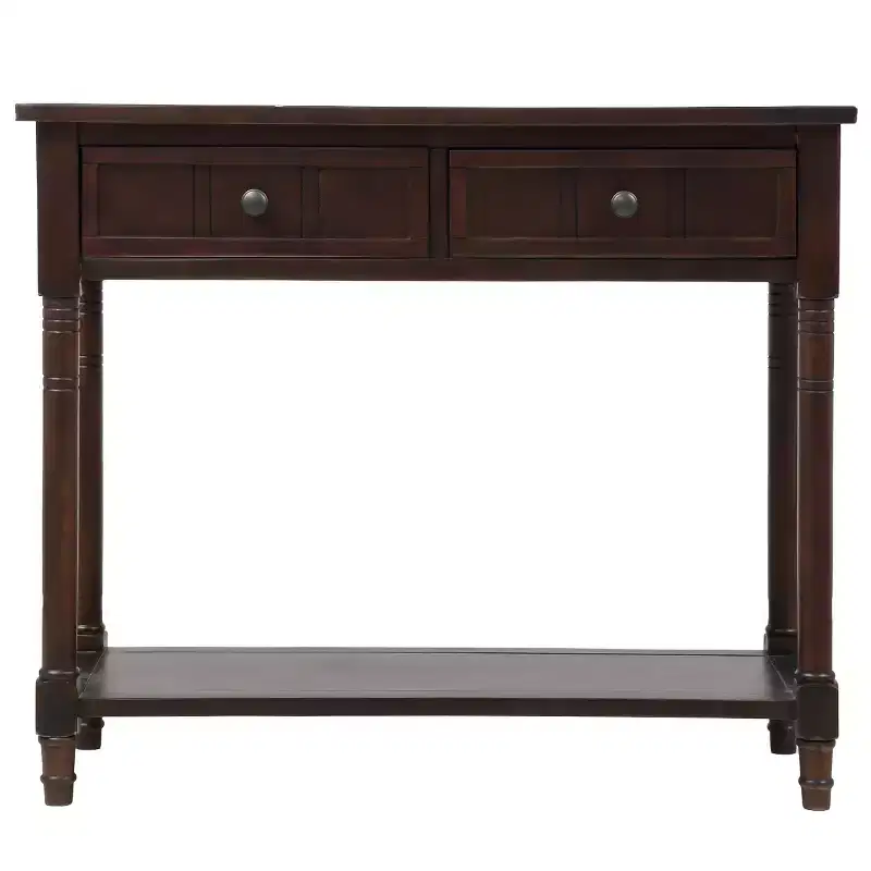 Console Table with Two Drawers and Bottom Shelf
