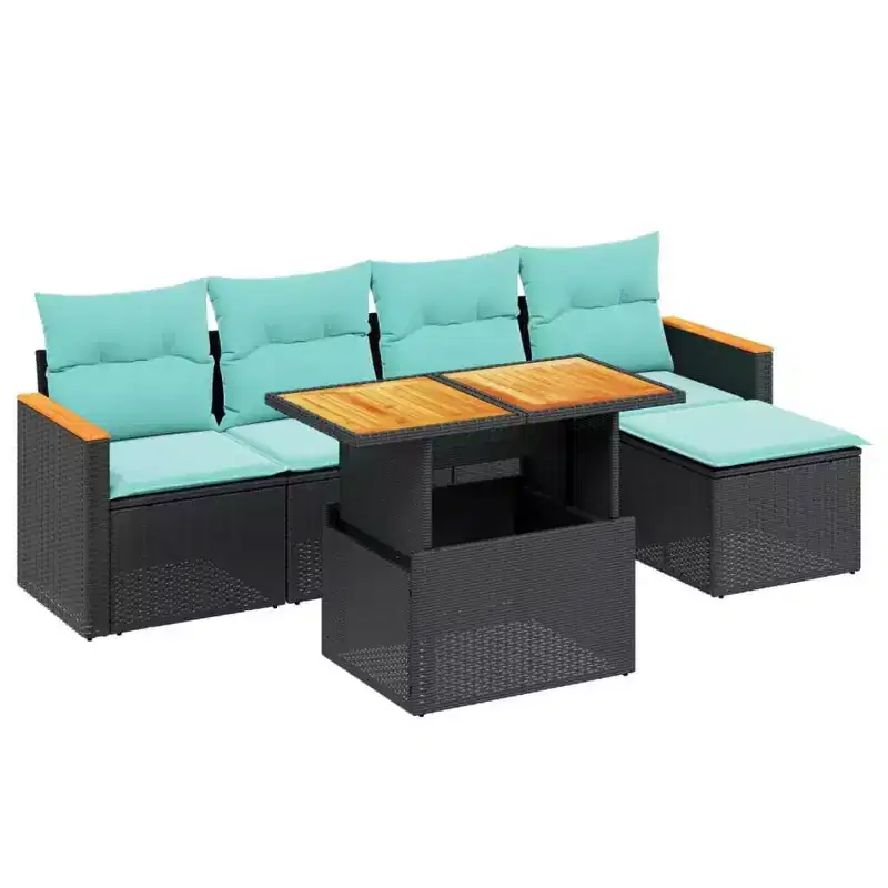 vidaXL 6 Piece Patio Sofa Set with Cushions Poly Rattan