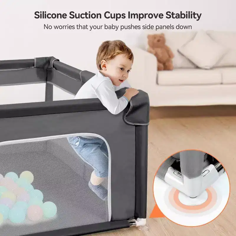 74x50 4-Panel Baby Playpen Spacious & Secure Portable Playard