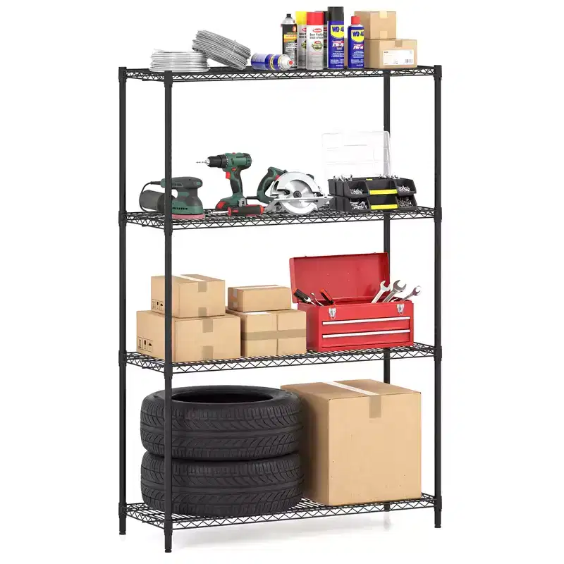 4-Tier Storage Shelving Unit Adjustable Utility Storage Shelf w/ V-Shaped Wire Rack