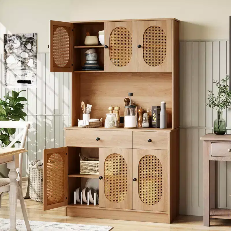 Costway Kitchen Pantry Cabinet w/ Charging Station 71 Tall Kitchen Buffet Cabinet