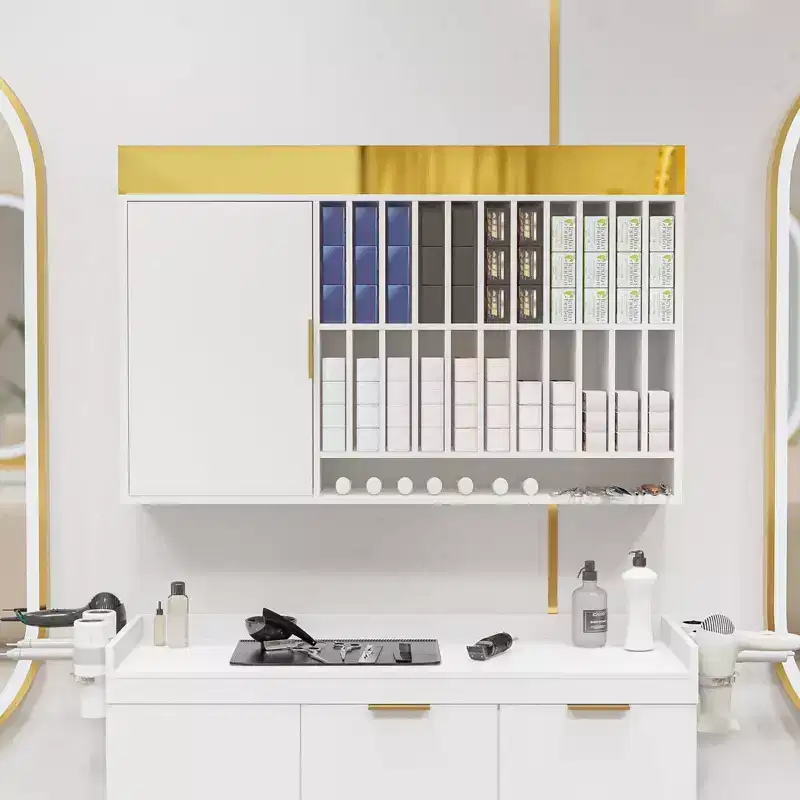 Wall Mounted Hair Color Organizer Rack Cabinet Station