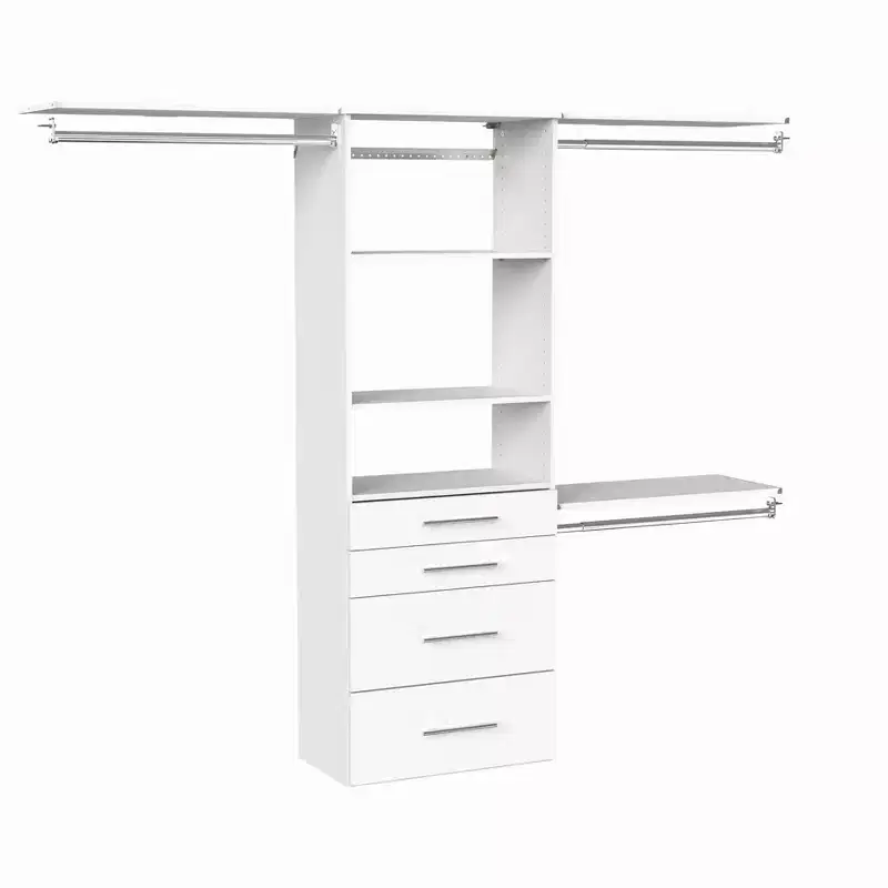 25 in. Hanging Tower with 3 Top Shelves & 4 Modern Drawers