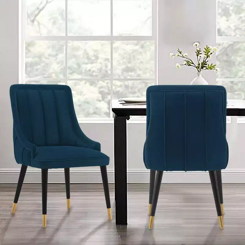 Modern Velvet Upholstered Dining Chair | Midnight Blue