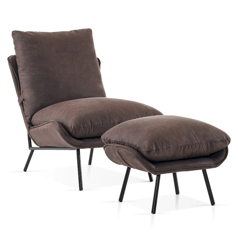 MCombo Accent Chair with Ottoman, Leathaire Fabric LW951