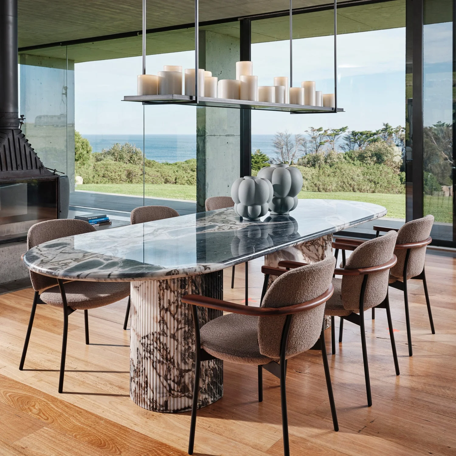 Luxurious Breccia Marble Dining Table with Statement Stone Top for Dining Rooms