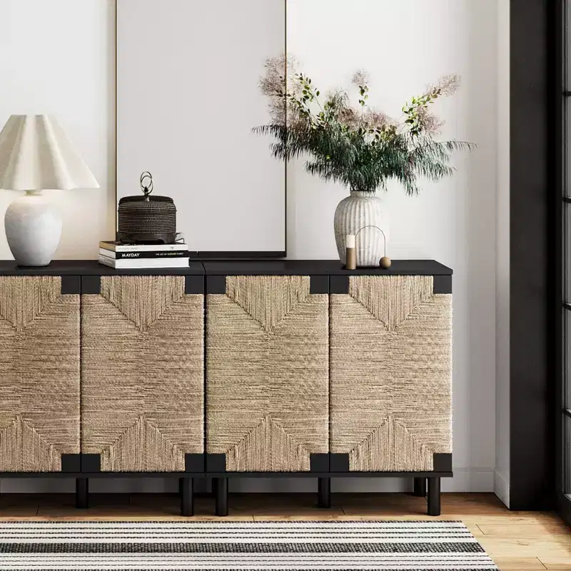 Nathan James Set of 2 Beacon Seagrass Console Table with Doors