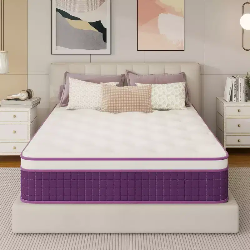 Sailvan Hybrid Mattress 12 inch, Purple Mattress in a Box, Medium Firm Mattress, Pressure Relief, CertiPUR-US