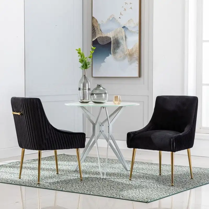 SEYNAR Mid Century Velvet Accent Dining Chair Set of 2 with Rear Handle