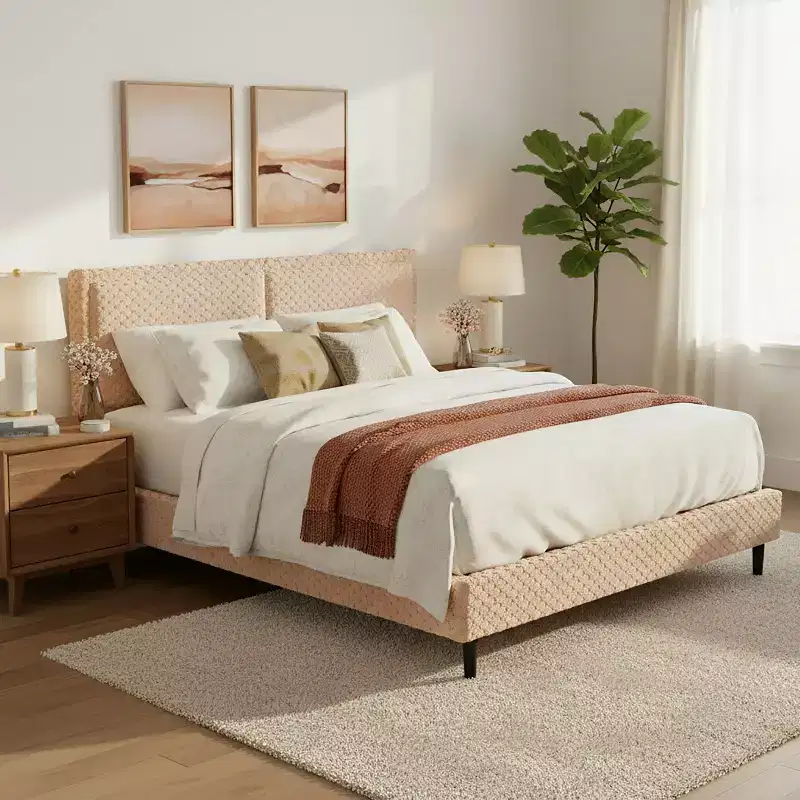 Christopher Knight Home Cassandra Modern Plush Upholstered Bed with Headboard