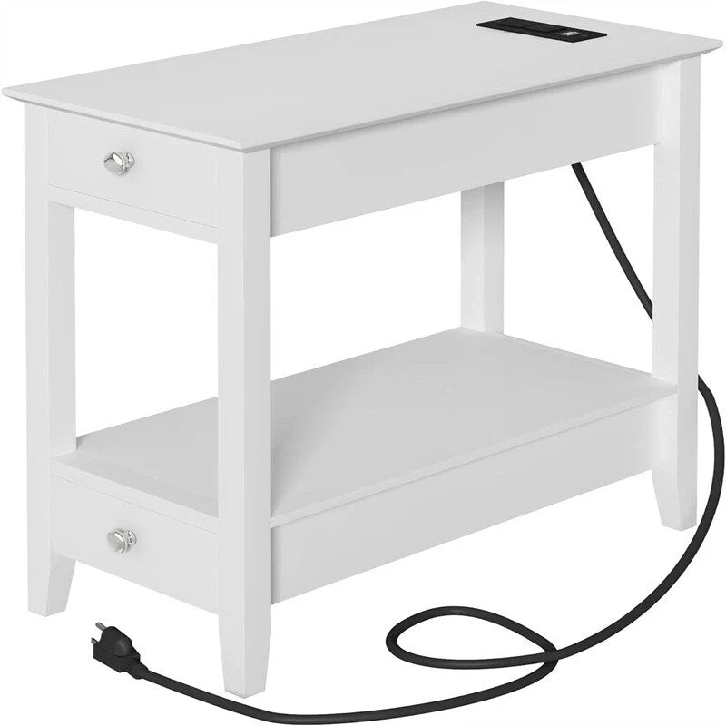 Side Table with Charging Station - 23.62D x 11.81W x 23.62H