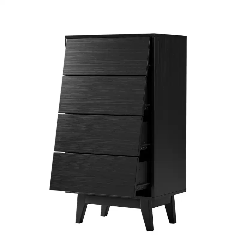 4 drawer tall dresser, modern wooden storage cabinet with spacious drawers