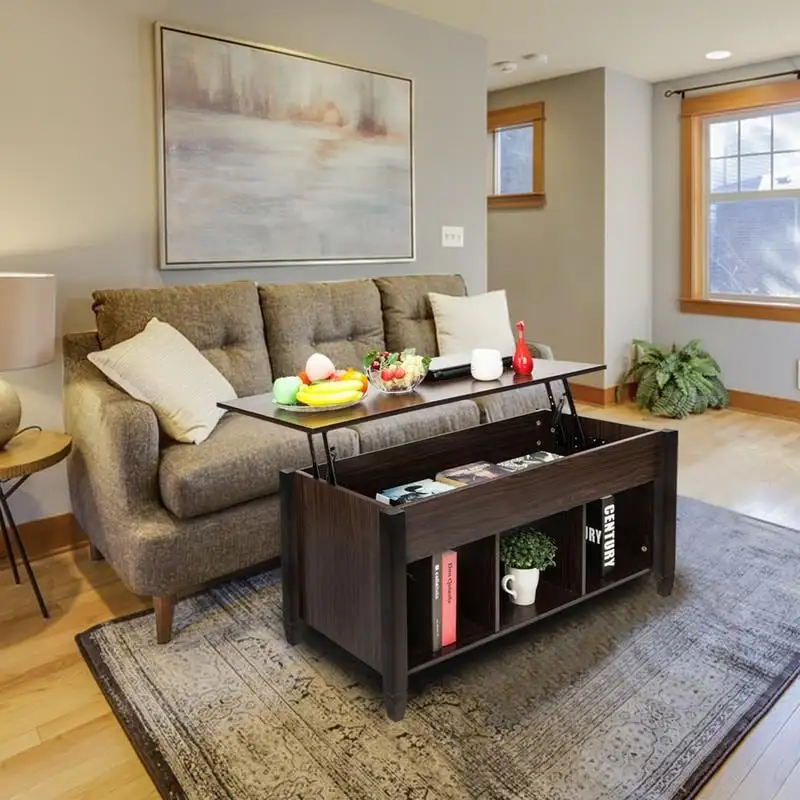 Lift Top Storage Coffee Table with Hidden Compartments