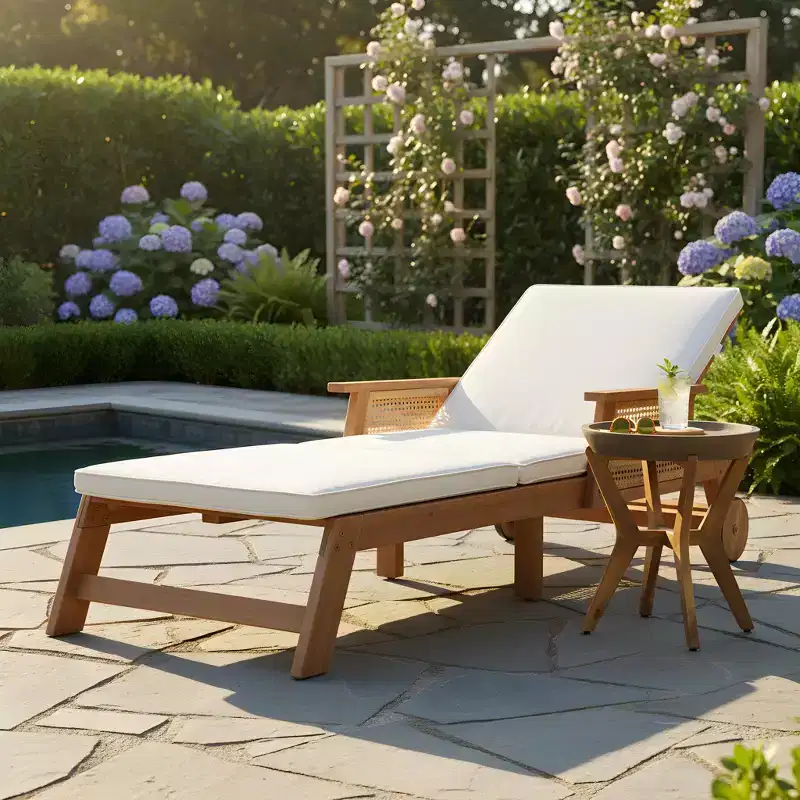 Christopher Knight Home Wei Modern 2 Piece Acacia Patio Sunlounge and Side Table Set with Wicker Design
