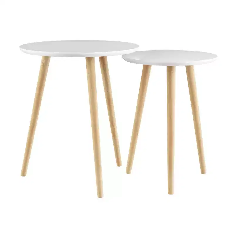 Nesting End Tables with Circular Top White
