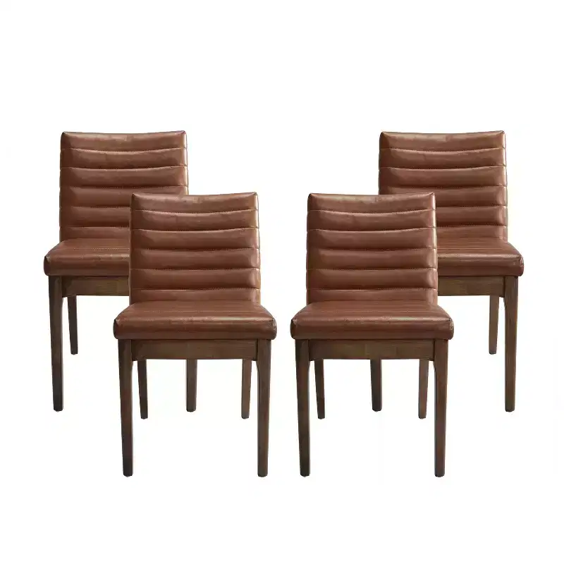 Christopher Knight Home Lancer Mid-Century Modern Channel Stitch Dining Chairs (Set of 4)