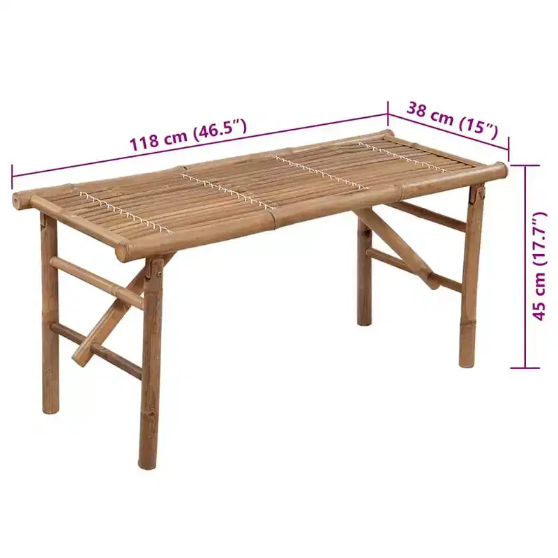 vidaXL Garden Bench Bamboo brown Bamboo, polyester Medium Collapsible