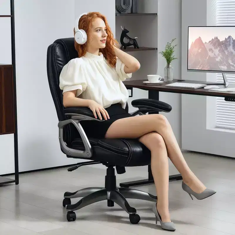 HOMCOM Executive Office Chair with Tilt Function, PU Leather High Back Desk Chair, Swivel Computer Chair with Adjustable Height
