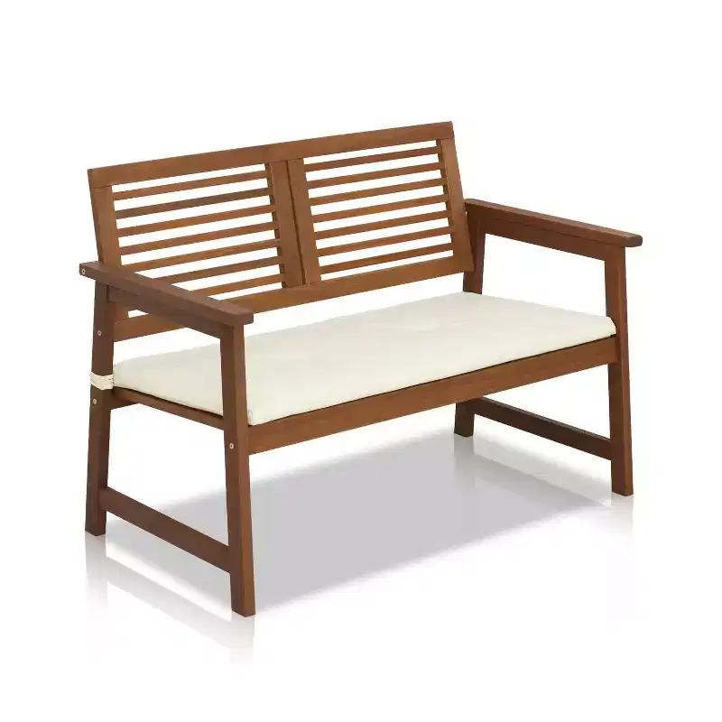 HOMLUX Outdoor 2-Seat Garden Bench Porch Chair with Removable Cushion, Weatherproof