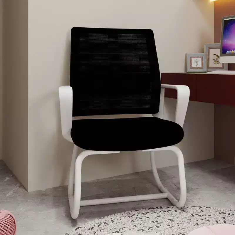 Upholstered Home Office Chair with Metal Frame and Fixed Armrests