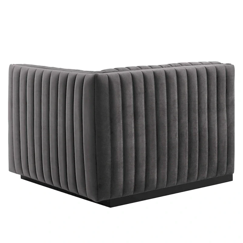 Channel Tufted Velvet Upholstered Sofa