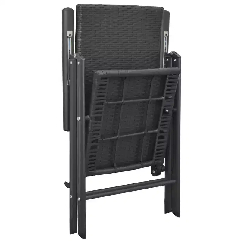 vidaXL Dining Set Black and Brown PE Rattan, Aluminum, WPC