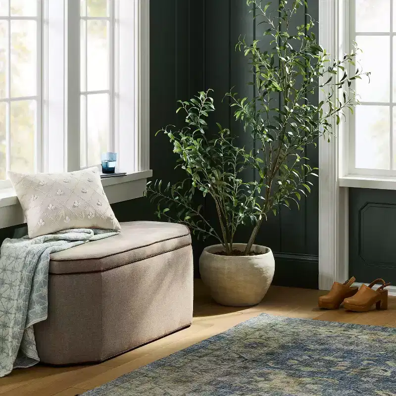 Storage Bench with Twisted Piping Detail Brown Linen - Threshold™ designed with Studio McGee