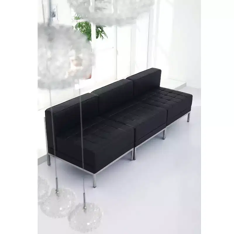 Emma and Oliver Contemporary Leather Reception Modular Middle Chair