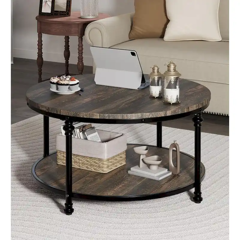 Round Coffee Table 30.31 Industrial Center Table