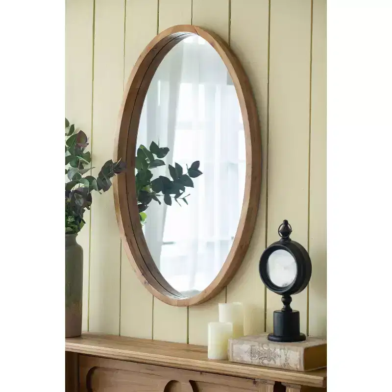 Farmhouse Various Shapes Decorative Wall Mirror for Entryway, Bathroom, Solid Wood Home Decor Vanity Mirror for Bedroom