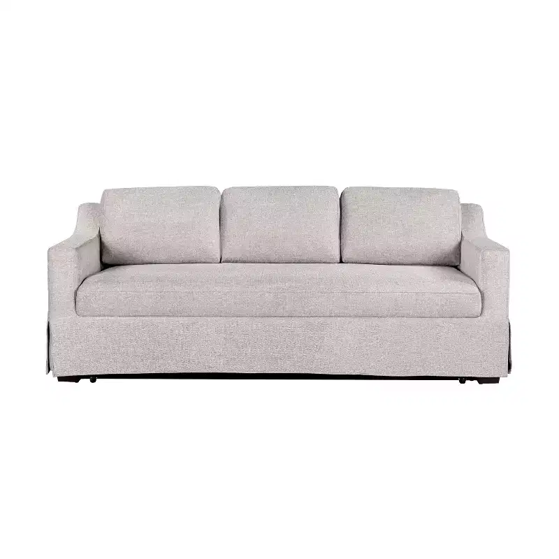 Queen Size Pullout Sofa Bed, Linen Convertible Couch with Innerspring Mattress, Seats 3