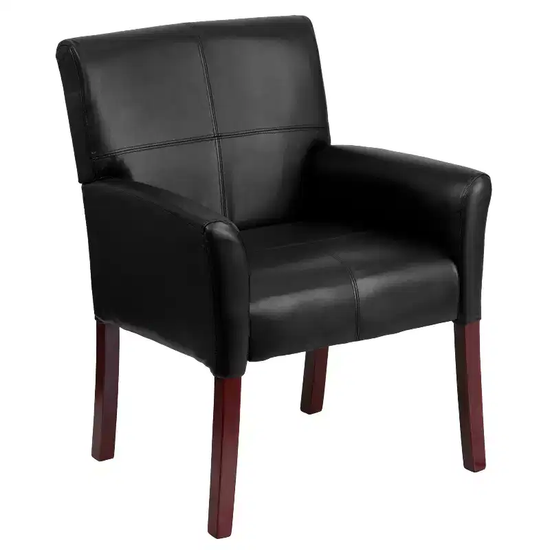 Emma and Oliver Leather Executive Side Reception Chair with Mahogany Legs
