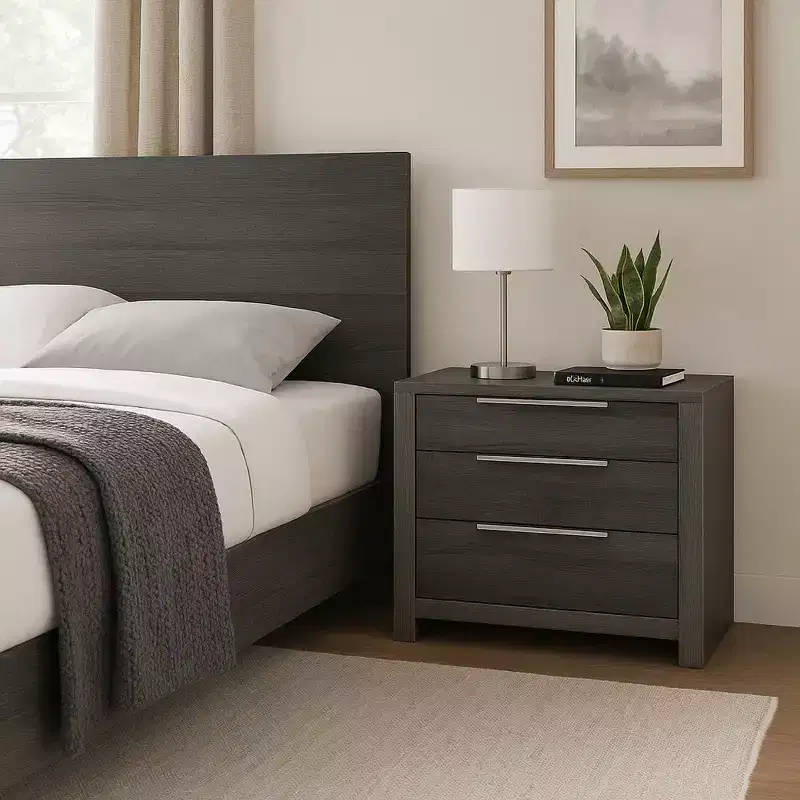 Nightstand, 30 Inch, 5 Storage Drawers with Metal Handles