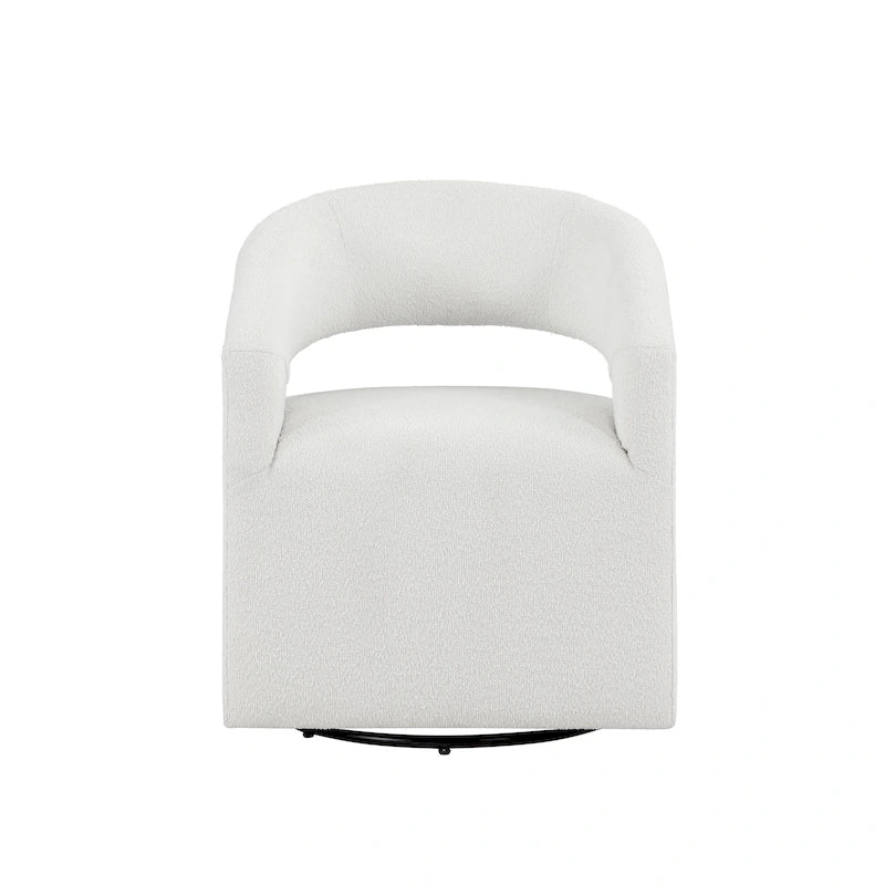 Celeste Modern Boucle Round Barrel Chair Open Back and Curved Arm, Swivel Armchair by Furniture of America