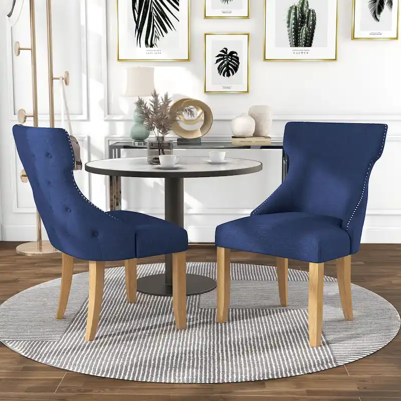 Modern wooden tufted wingback two-piece chair