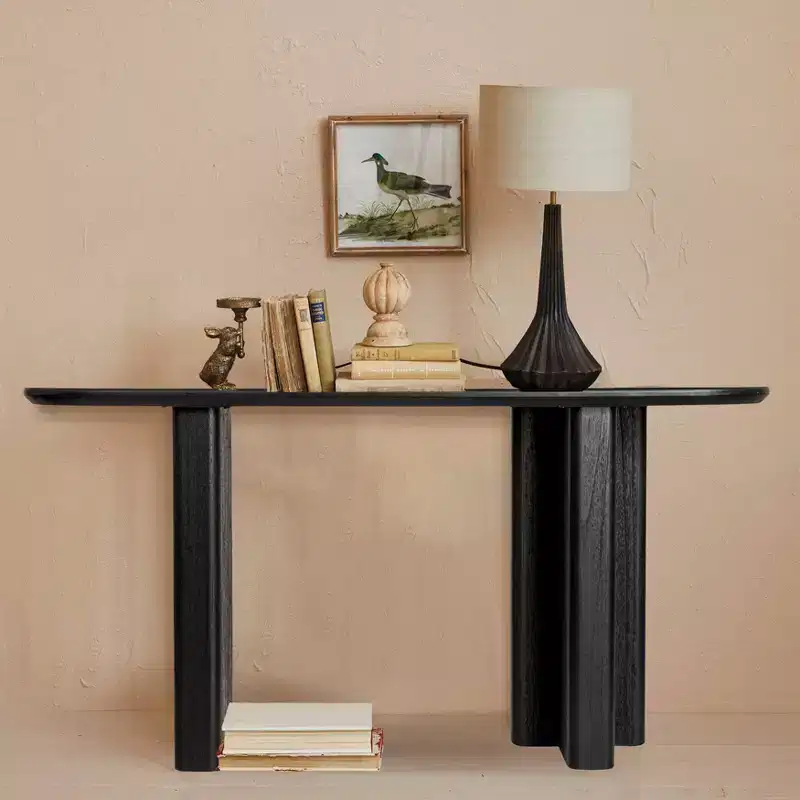Storied Home Asymmetrical Console Table Black